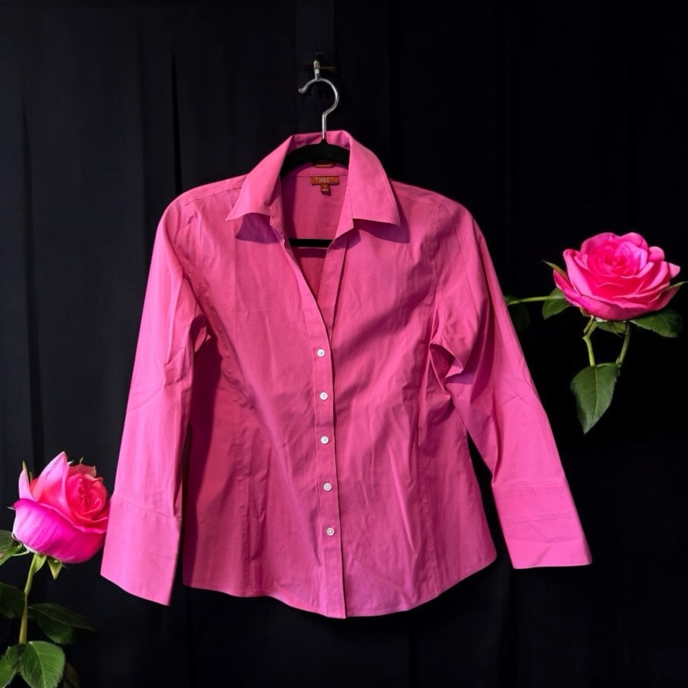 Talbots Wrinkle Resistant Pink Cotton Shirt - Picture 4 of 16
